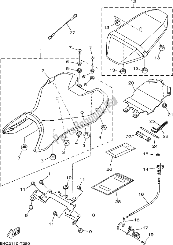 Todas las partes para Asiento de Yamaha MT-07 HOJ MTN 690 AJ HO Model NON Lams 2018