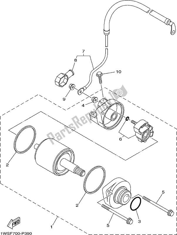 All parts for the Starting Motor of the Yamaha MT-07 HOJ MTN 690 AJ HO Model NON Lams 2018