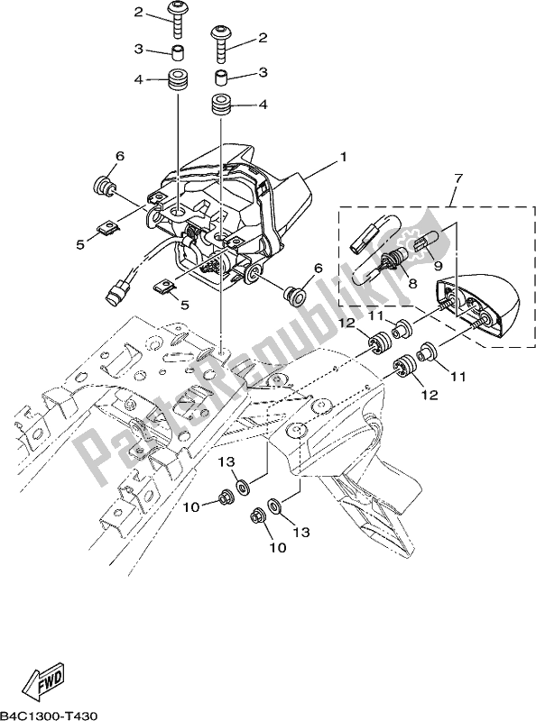 Toutes les pièces pour le Feu Arrière du Yamaha MT-07 HOJ MTN 690 AJ HO Model NON Lams 2018