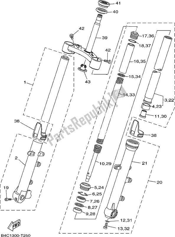 Todas las partes para Tenedor Frontal de Yamaha MT-07 HOK MTN 690 AK 2019