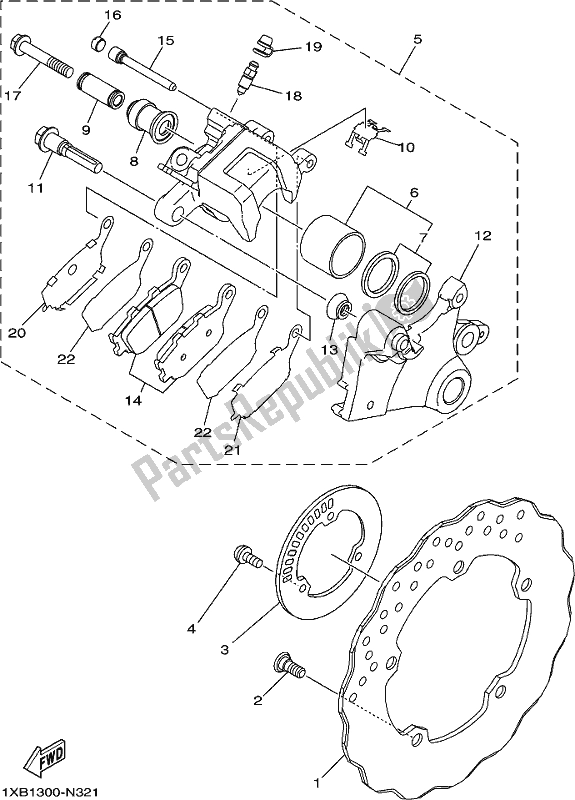 Wszystkie części do Zacisk Hamulca Tylnego Yamaha MT-07 HOK MTN 690 AK 2019