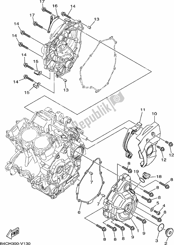 All parts for the Crankcase Cover 1 of the Yamaha MT-07 HOL MTN 690 AL 2020