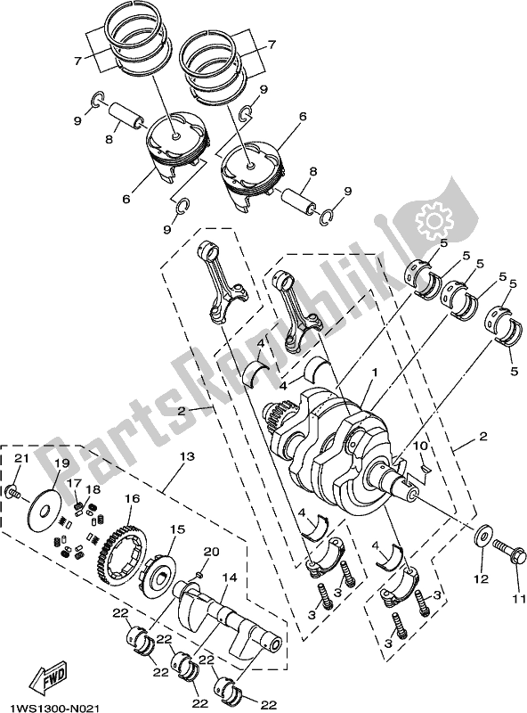 Tutte le parti per il Albero Motore E Pistone del Yamaha MT-07 HOL MTN 690 AL 2020