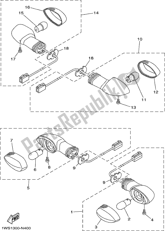 Todas las partes para Luz Intermitente de Yamaha MT-07 HOL MTN 690 AL 2020