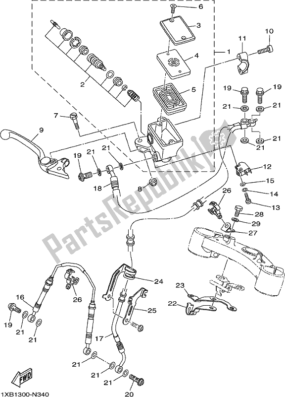 Wszystkie części do Przedni Cylinder G?ówny Yamaha MT-07 LAH Lams AB 700 2017