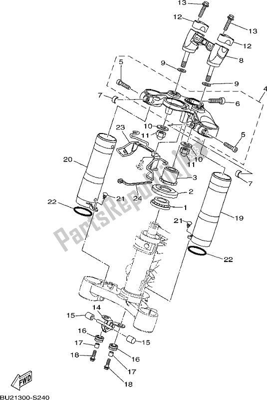 Todas as partes de Direção do Yamaha MT-07 LAH Lams AB 700 2017