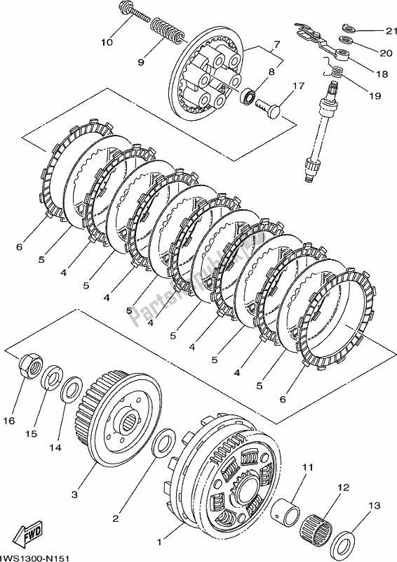 All parts for the Clutch of the Yamaha MT-07 LAJ Lams ABS MTN 660 AJ 2018