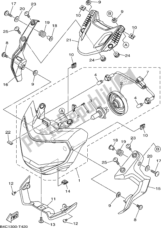 All parts for the Headlight of the Yamaha MT-07 LAJ Lams ABS MTN 660 AJ 2018