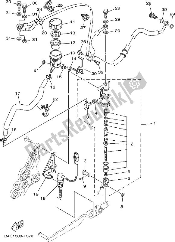 All parts for the Rear Master Cylinder of the Yamaha MT-07 LAJ Lams ABS MTN 660 AJ 2018