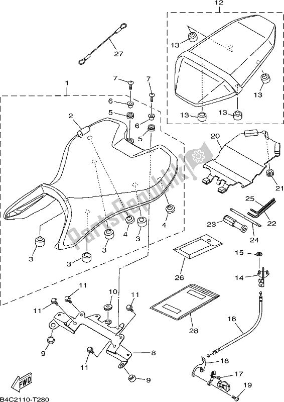 All parts for the Seat of the Yamaha MT-07 LAJ Lams ABS MTN 660 AJ 2018