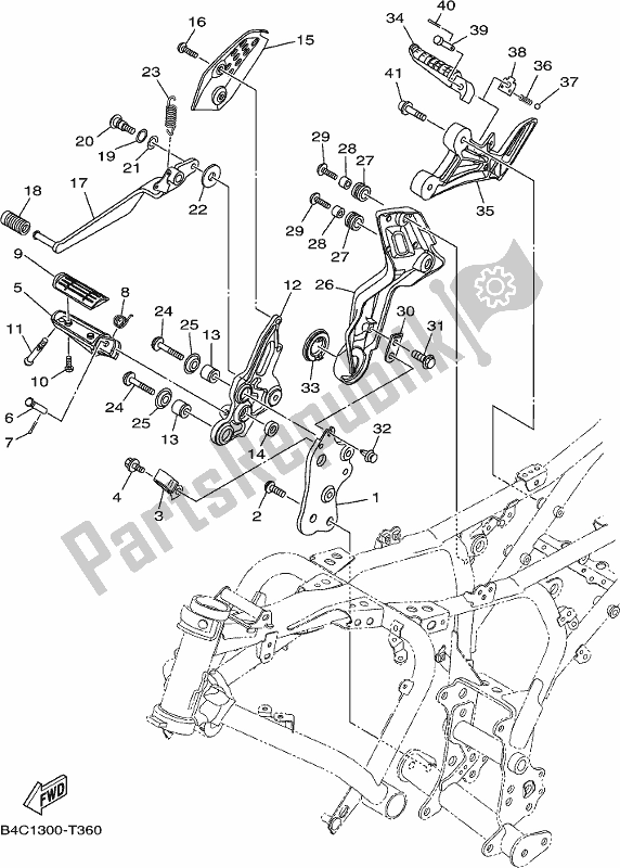 Wszystkie części do Podstawka I Podnó? Ek 2 Yamaha MT-07 LAJ Lams ABS MTN 660 AJ 2018