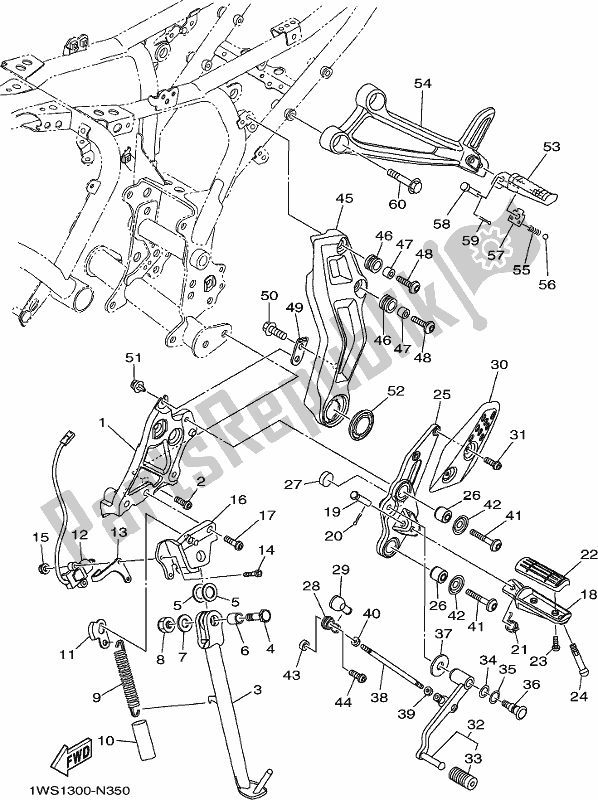 All parts for the Stand & Footrest of the Yamaha MT-07 LAJ Lams ABS MTN 660 AJ 2018