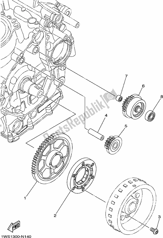 All parts for the Starter of the Yamaha MT-07 LAJ Lams ABS MTN 660 AJ 2018