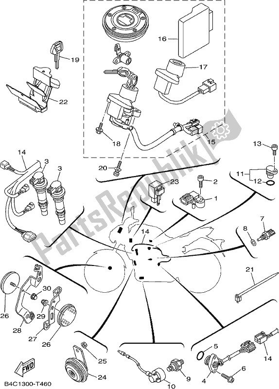 Alle onderdelen voor de Elektrisch 2 van de Yamaha MT-07 LAK Lams ABS MTN 660 AK 2019