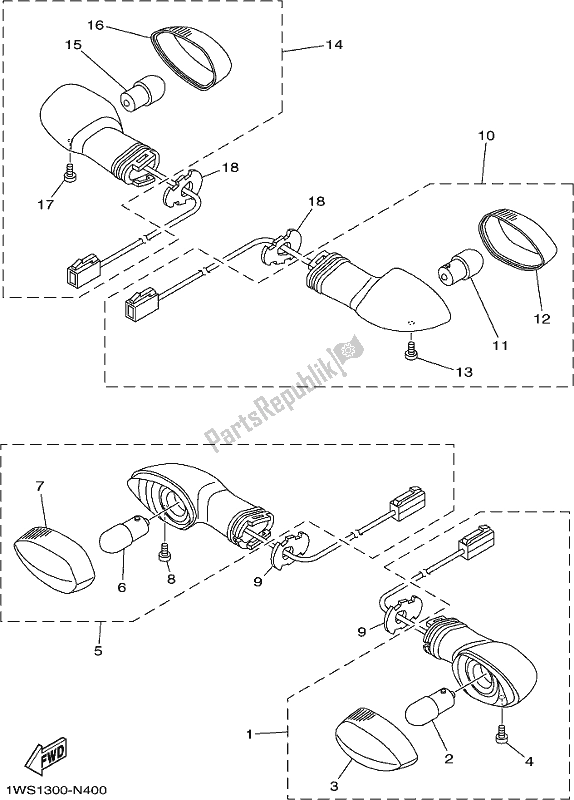 Todas as partes de Luz Intermitente do Yamaha MT-07 LAK Lams ABS MTN 660 AK 2019