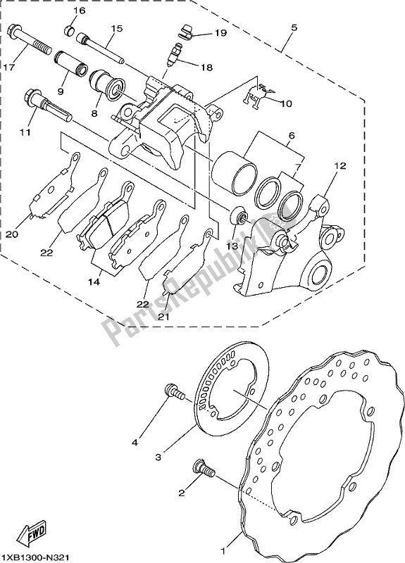 Todas las partes para Pinza De Freno Trasero de Yamaha MT-07 LAK Lams ABS MTN 660 AK 2019