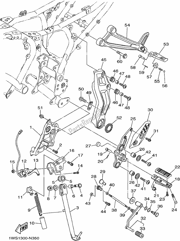 Todas las partes para Soporte Y Reposapiés de Yamaha MT-07 LAK Lams ABS MTN 660 AK 2019