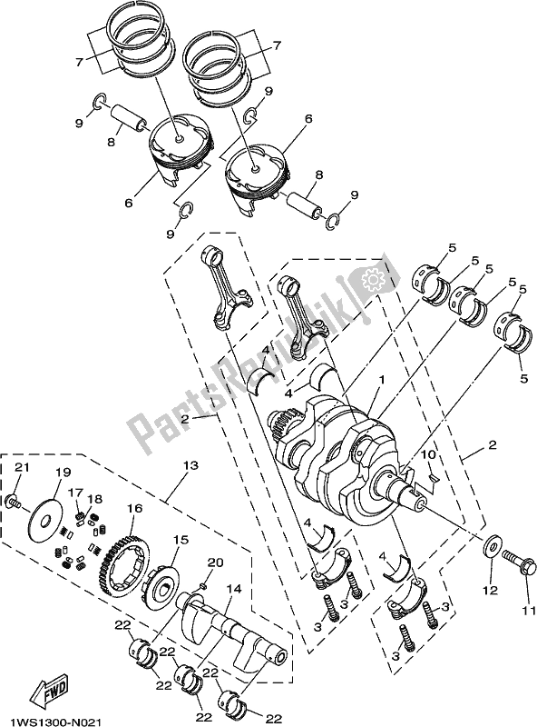 Todas las partes para Cigüeñal Y Pistón de Yamaha MT-07 LAL Lams ABS MTN 660 AL 2020