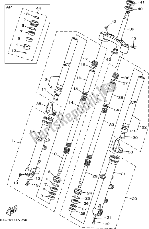Todas las partes para Tenedor Frontal de Yamaha MT-07 LAL Lams ABS MTN 660 AL 2020