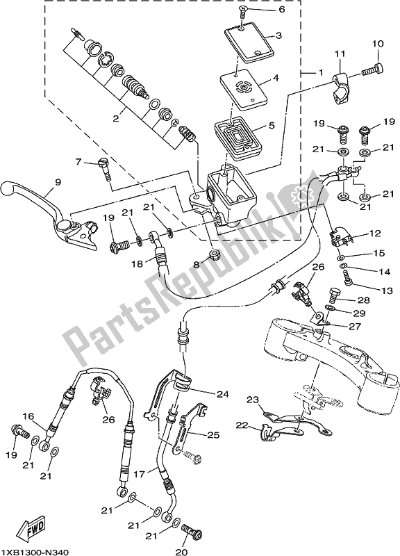 Alle onderdelen voor de Voorste Hoofdcilinder van de Yamaha MT-07 LAL Lams ABS MTN 660 AL 2020