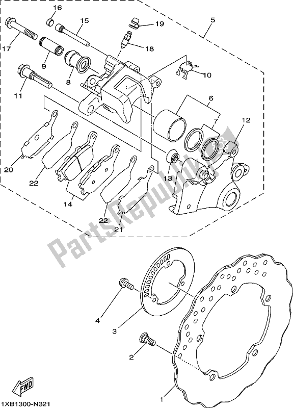 Todas las partes para Pinza De Freno Trasero de Yamaha MT-07 LAL Lams ABS MTN 660 AL 2020