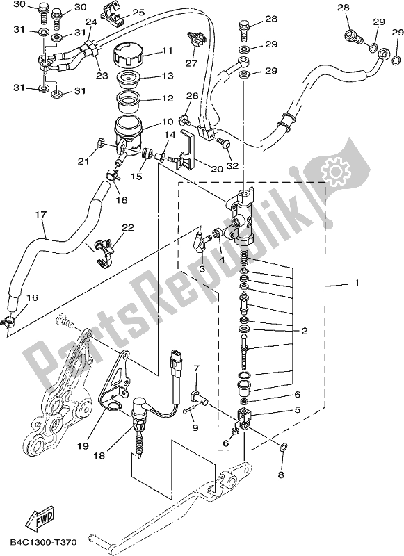 All parts for the Rear Master Cylinder of the Yamaha MT-07 LAL Lams ABS MTN 660 AL 2020