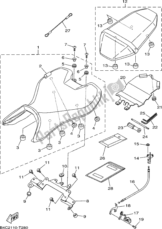 Todas las partes para Asiento de Yamaha MT-07 LAL Lams ABS MTN 660 AL 2020