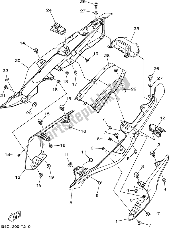 Tutte le parti per il Coperchio Laterale del Yamaha MT-07 LAL Lams ABS MTN 660 AL 2020