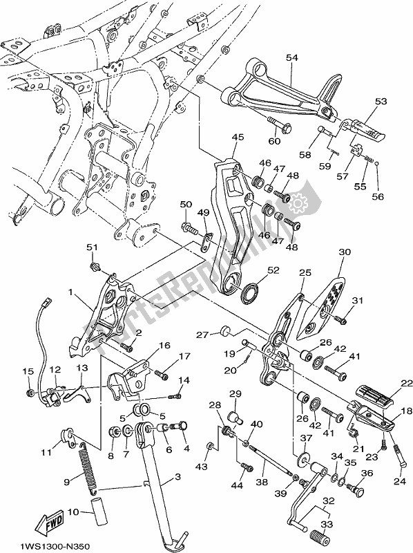 Todas las partes para Soporte Y Reposapiés de Yamaha MT-07 LAL Lams ABS MTN 660 AL 2020
