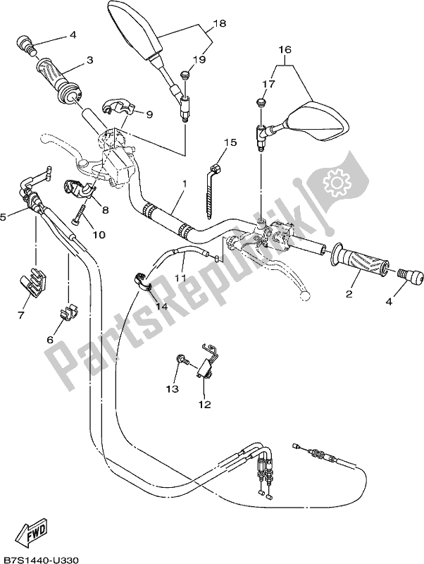 Todas las partes para Manija De Dirección Y Cable de Yamaha MT-07 LAL Lams ABS MTN 660 AL 2020
