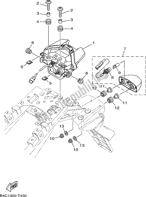 Toutes les pièces pour le Feu Arrière du Yamaha MT-07 LAL Lams ABS MTN 660 AL 2020