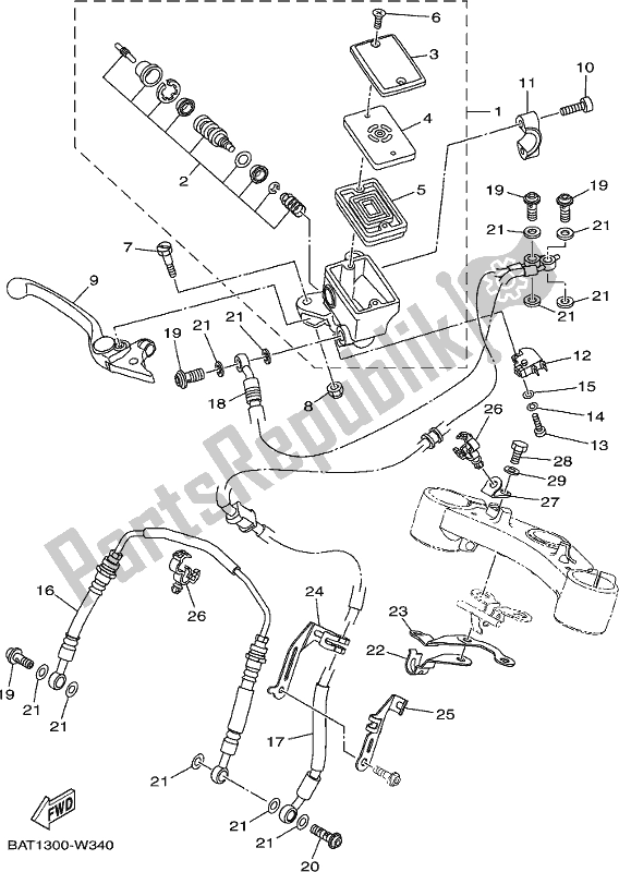 All parts for the Front Master Cylinder of the Yamaha MT-07 LAM MTN 660 M 2021