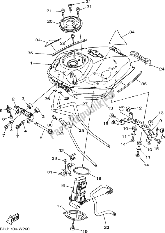 Tutte le parti per il Serbatoio Di Carburante del Yamaha MT-07 LAM MTN 660 M 2021