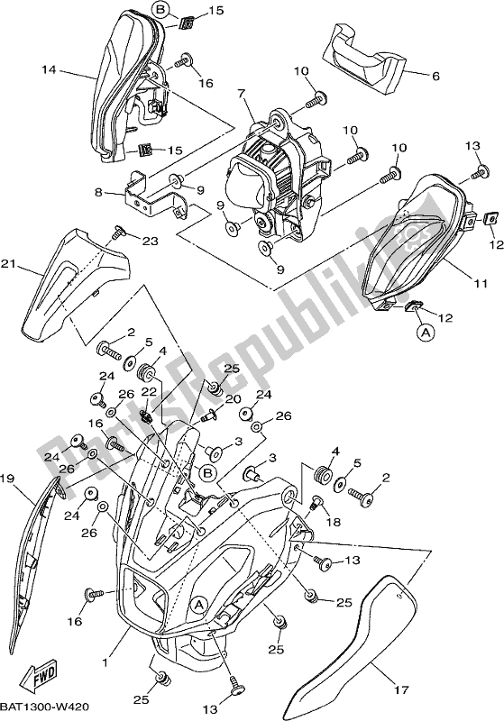 Tutte le parti per il Faro del Yamaha MT-07 LAM MTN 660 M 2021