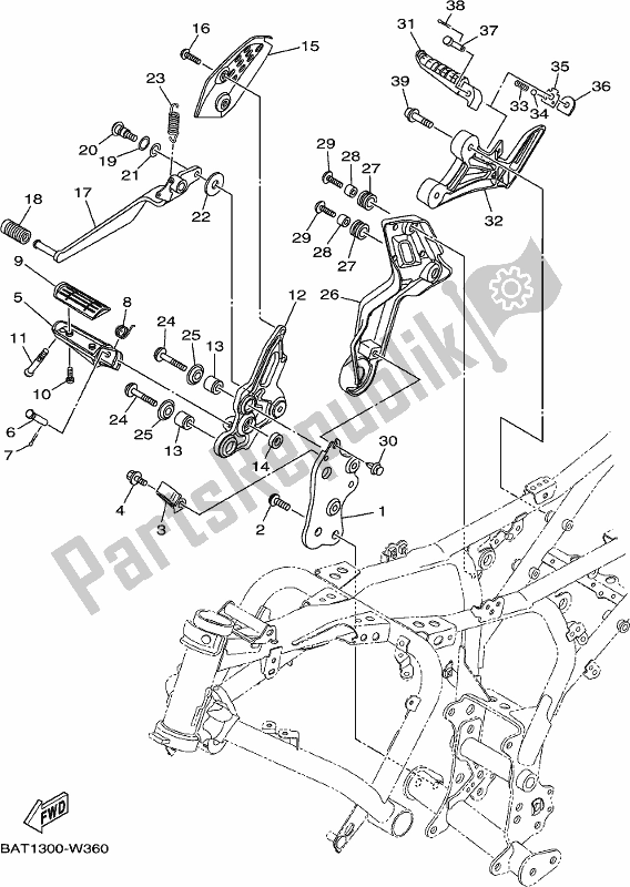 Wszystkie części do Podstawka I Podnó? Ek 2 Yamaha MT-07 LAM MTN 660 M 2021