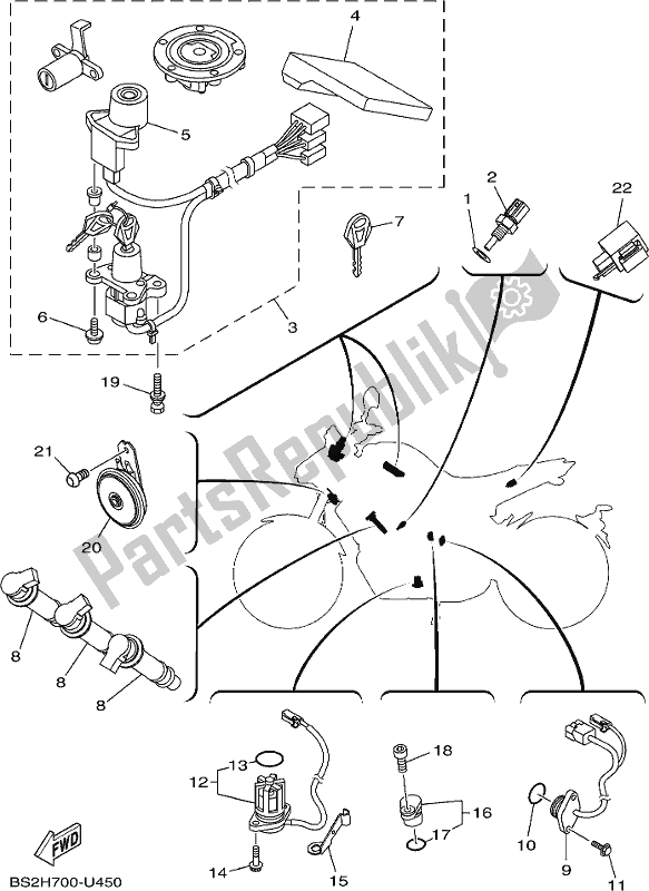 Todas las partes para Eléctrico 2 de Yamaha MT 09 Aaspl MTN 850 DL 2020