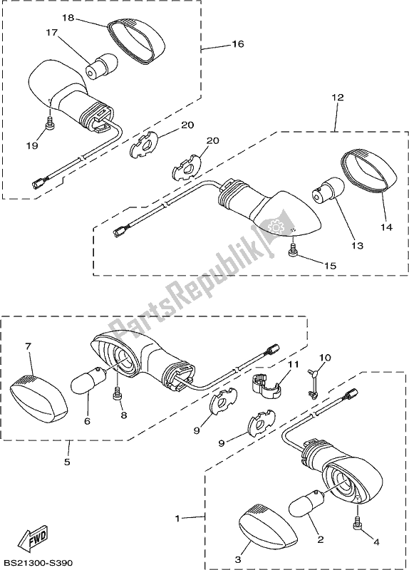 Todas las partes para Luz Intermitente de Yamaha MT 09 Aaspl MTN 850 DL 2020