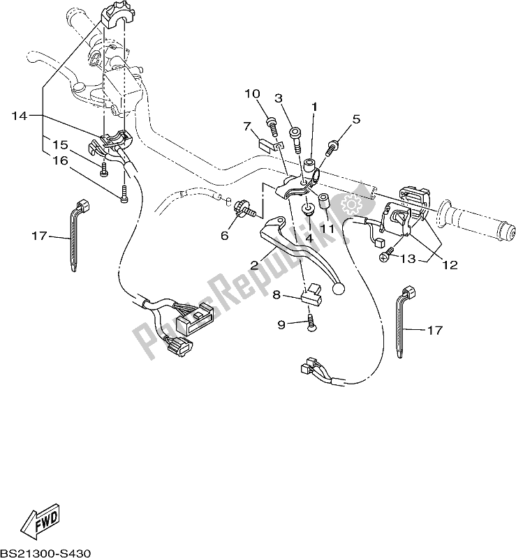 All parts for the Handle Switch & Lever of the Yamaha MT 09 Aaspl MTN 850 DL 2020