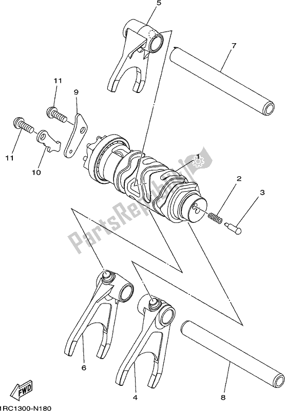 Todas las partes para Cambio De Leva Y Horquilla de Yamaha MT 09 Aaspl MTN 850 DL 2020