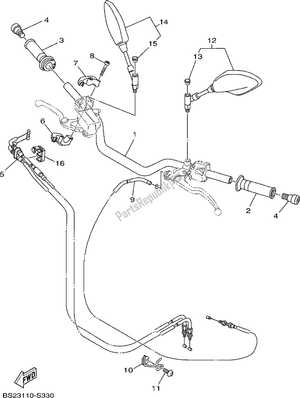 Todas las partes para Manija De Dirección Y Cable de Yamaha MT 09 Aaspl MTN 850 DL 2020