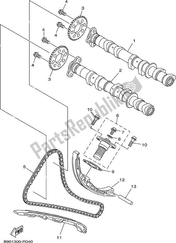 All parts for the Camshaft & Chain of the Yamaha MT 09 AH MTN 850-AH 2017