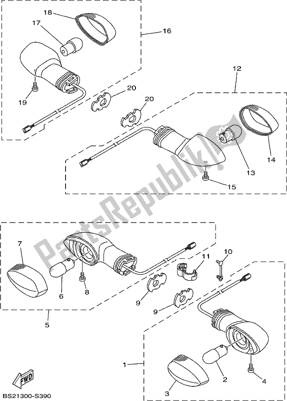 Toutes les pièces pour le Lumière Clignotante du Yamaha MT 09 AH MTN 850-AH 2017