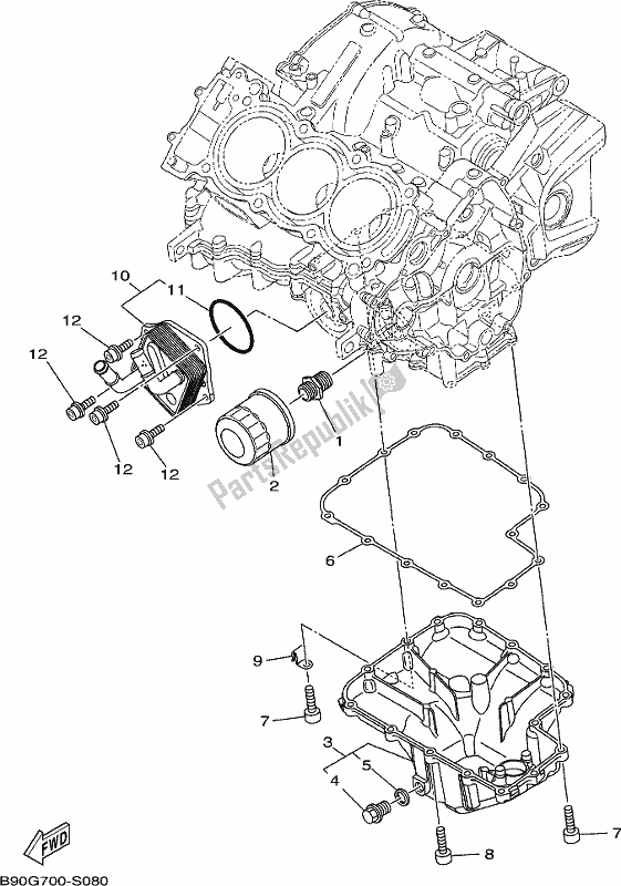 All parts for the Oil Cleaner of the Yamaha MT 09 AH MTN 850-AH 2017