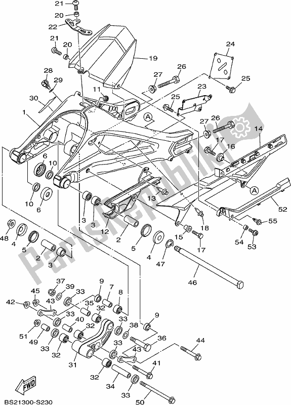 All parts for the Rear Arm of the Yamaha MT 09 AH MTN 850-AH 2017