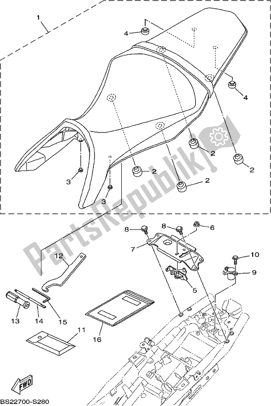 Todas as partes de Assento do Yamaha MT 09 AH MTN 850-AH 2017