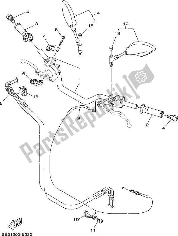 All parts for the Steering Handle & Cable of the Yamaha MT 09 AH MTN 850-AH 2017