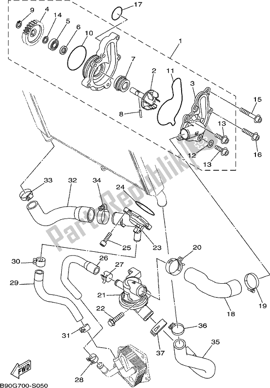 Tutte le parti per il Pompa Dell'acqua del Yamaha MT 09 AH MTN 850-AH 2017