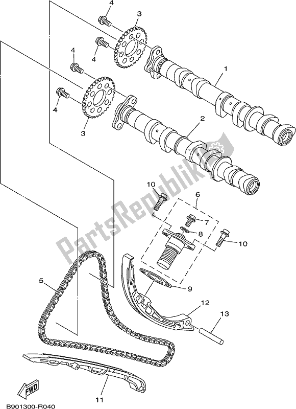 All parts for the Camshaft & Chain of the Yamaha MT 09 AH MTN 850-AH 900 2017