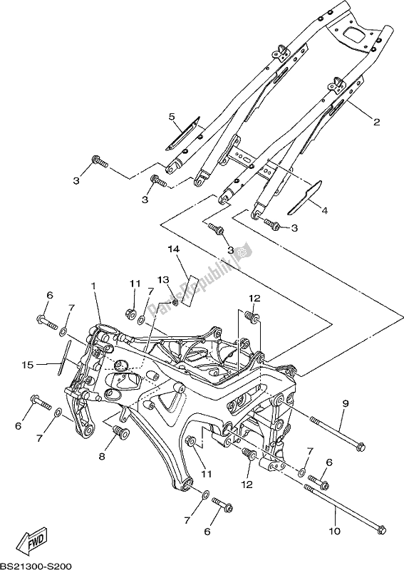 All parts for the Frame of the Yamaha MT 09 AH MTN 850-AH 900 2017