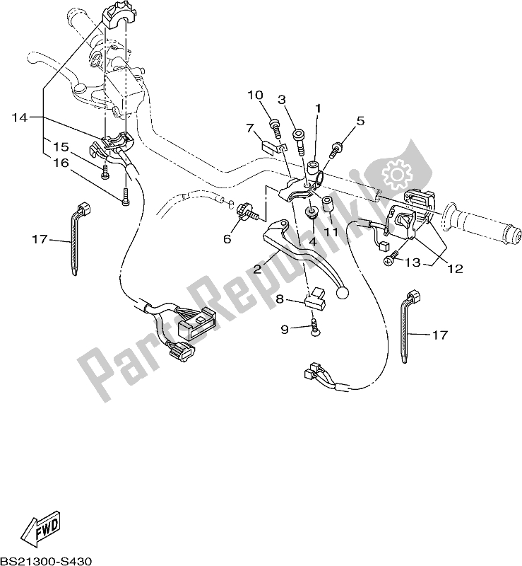 All parts for the Handle Switch & Lever of the Yamaha MT 09 AH MTN 850-AH 900 2017
